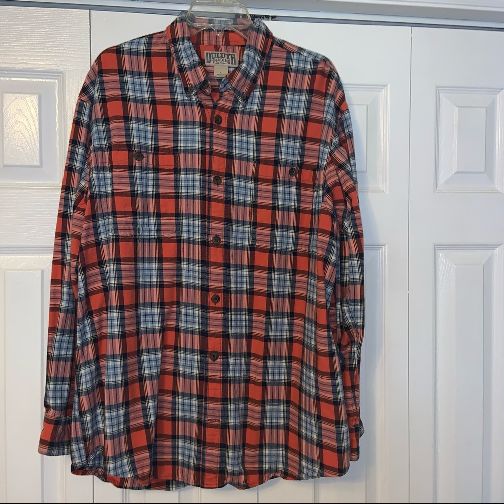 Duluth Trading Company Red Plaid Buttondown Shirt